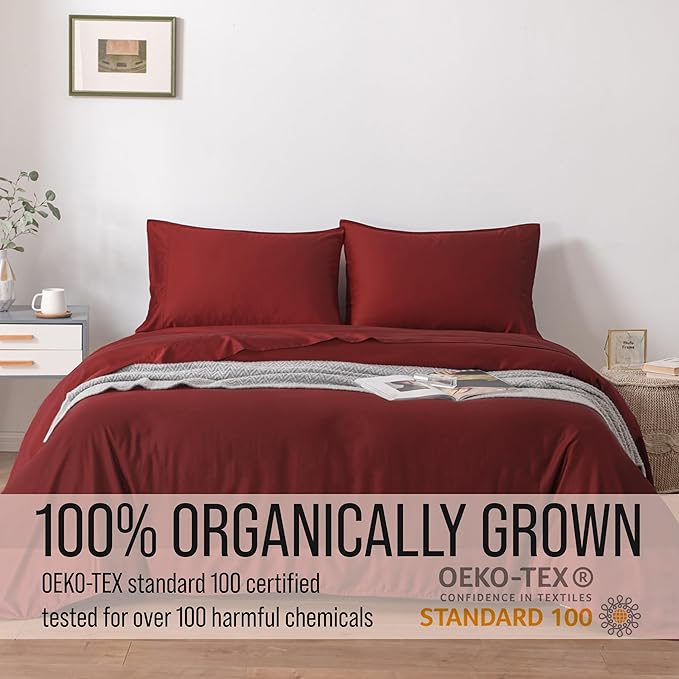 Bella Coterie | Luxury Standard Size Pillowcase Set | 100% Organically Grown Bamboo Viscose | Ultra Soft | Cooling | 2 Pcs [Merlot]