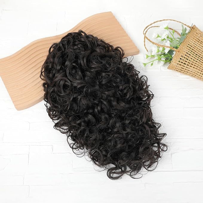 Flufymooz 100％ Pure Protein Ponytail Extension, 18 Inch Curly Claw Clip Ponytail Hair Extensions Natural Soft pony tail hairpiece for women-Dark Chocolate Brown