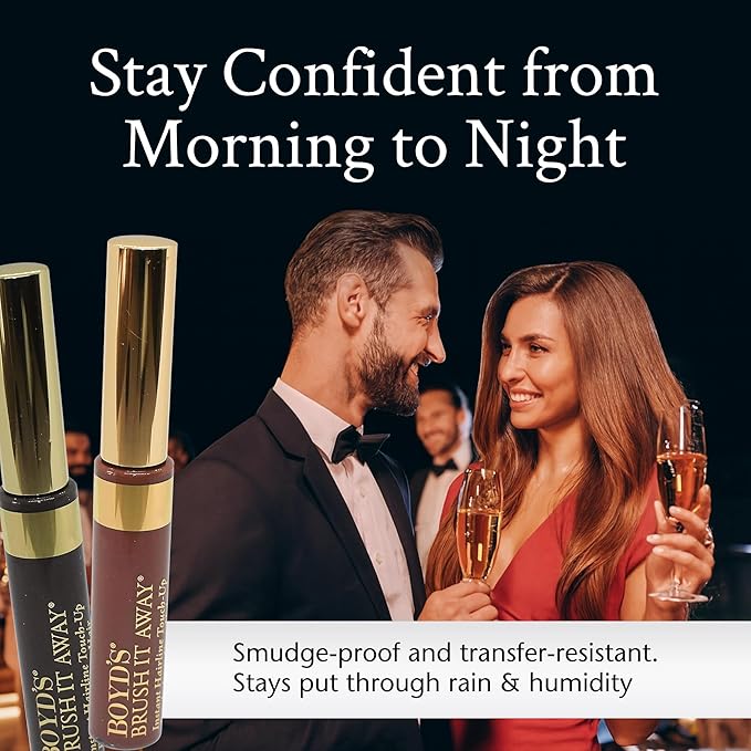 Boyd’s Brush It Away | Grey Hair Root Touch Up for Women & Men | Temporary Hair Color Mascara | Quick-Dry Water-Resistant Concealing Formula | Medium Brown, 2-Pack