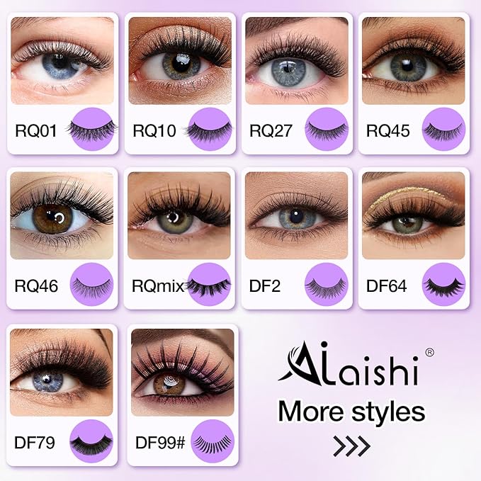 Wispy False Eyelashes Kit With Bond, Seal and Tweezer, 7 Pairs Natural Look Fake Cat Eye Lashes Strips Thin Band Extensions Waterproof Easy Eyelashes for Beginners RQ45