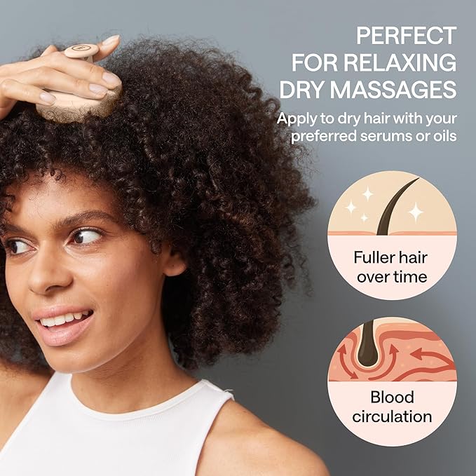 Silicone Scalp Scrubber for Dandruff – Serum, Balm, & Hair Oil Applicator – Scalp Massager Hair Growth for Men, Women – Shampoo Massager Brush or Head Scratcher – Alternative to Shower Comb – Beige