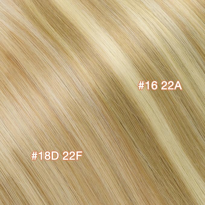 GOO GOO Invisi Edge Tape in Hair Extensions Human Hair, 18A/613A Dark Blonde Highlighted Bleach Blonde 10pcs injected with 10pcs classical tape ins, 14inch 50g, Virgin Remy Hair, Natural Look
