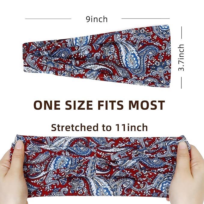 Huachi Headbands for Women Boho Elastic Hairbands for Women’s Hair Non Slip Wide Thick Head Band Fashion Soft Fabric Woman Headbands Short Hair Accessories for Women 6 Pack