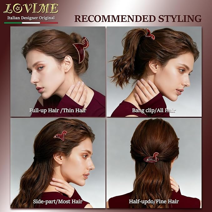 2026 Italian Original Handmade Hair Barrette, Christmas Hair Clip for Women, Plant-Based Acetate France Barrette for Birthday Girls, Durable Styling Hair Accessories for Girls-Steed Whisper