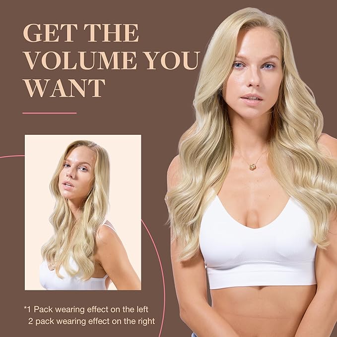 GOO GOO Clip in Hair Extensions Real Human Hair, Remy Human Hair Extensions Clip ins for Women, Natural Human Hair, 24inch 170g 7Pcs, #60A Platinum Blonde