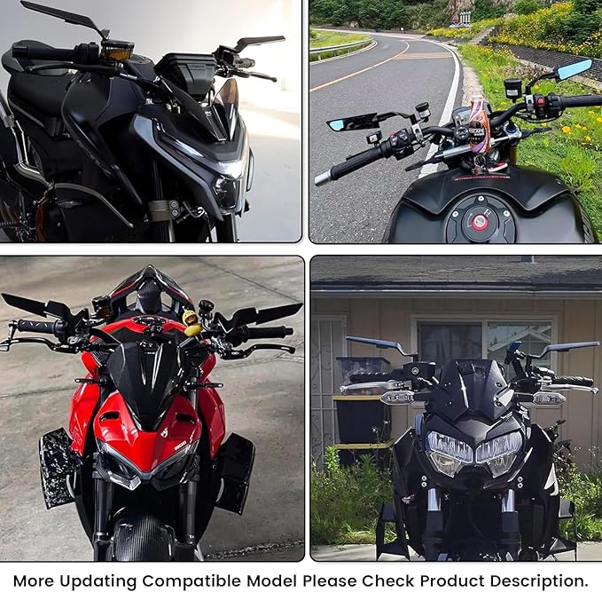 XINGWU Motorcycle Rearview Mirror Adjustable Rotating Stealth Wind Wing Side Mirror CNC Upgrade for 1290 Super Duke R Evo ABS Z650 Z900 Z1000 V4 S1000 Street Bike