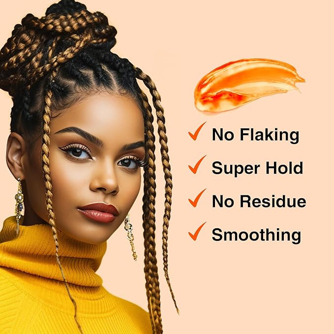 GRIP N GLIDE Braiding Gel Maximum Hold for LOC & Twist - No Flaking, No Whitening, Fast Drying, High Shine, Cool & Refreshing, Long Lasting Hold (10 oz)