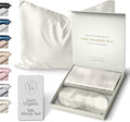 Colorado Home Co Silk Pillowcase for Hair and Skin - Off White Queen Size 100% Silk Pillow Covers - 20x30 - Pillow Case for Acne with Eye Mask for Sleeping