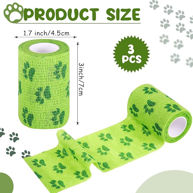 6 Rolls No Chew Bandage for Dogs Bitter Bandage Wrap for Dogs Wound Wrap(Green,3 Inches X 5 yd)