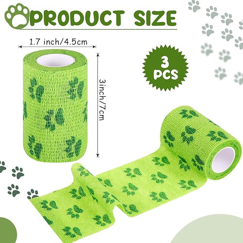 6 Rolls No Chew Bandage for Dogs Bitter Bandage Wrap for Dogs Wound Wrap(Green,3 Inches X 5 yd)