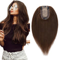 SEGO Real Human Hair Topper for Women, No Bangs Hair Topper with Anti-Slip Clips (18 Inches Medium Brown)