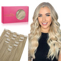 WENNALIFE Seamless Clip In Hair Extensions, 22 Inch 7pcs 150g Ombre Ash Blonde to Golden Blonde Balayage Platinum Blonde Hair Extensions Clip In Invisible PU Weft Real Human Hair Extensions Clip In