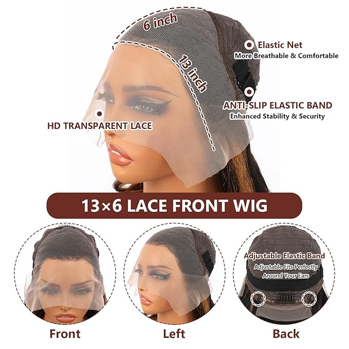Ombre Lace Front Wig Human Hair 1B/30 Highlight Straight Wigs 13X6 Transparent Lace Frontal Glueless Wigs Honey Blonde Colored Human Hair Pre Plucked for Women 30inch