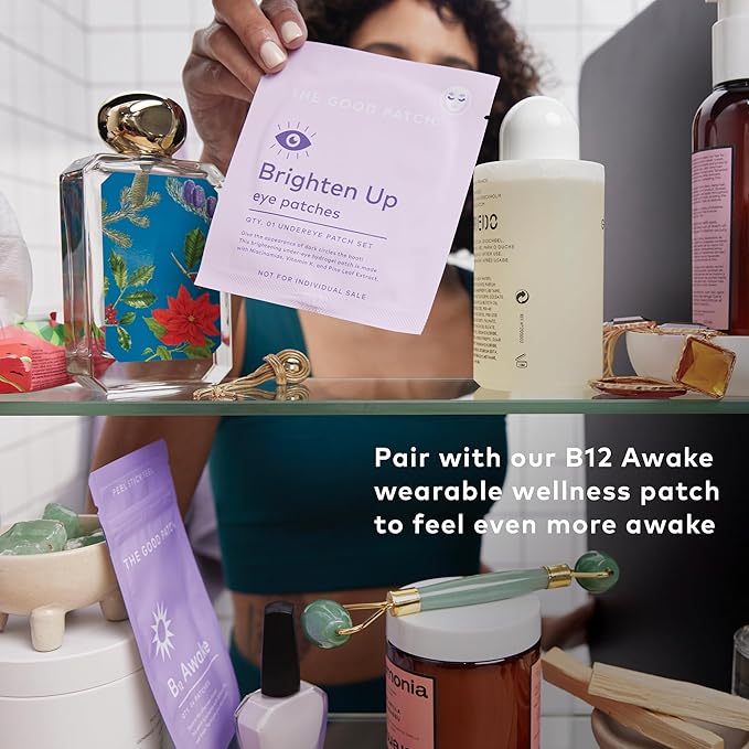 The Good Patch Brighten Up Hydrogel Under Eye Patches for Dark Circles and Puffy Eyes, Made with Niacinamide, Vitamin K, Pine Leaf Extract, Clinically Proven (12 Total Patch Sets)