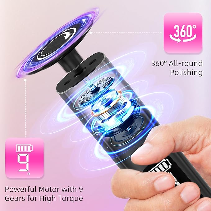 2 in 1 Electric Foot Callus Remover,9 Adjustable Speeds Rechargeable Electric Dead Skin Sander Pedicure Tools with Sandpaper Disk and Nail Drill Bits,Grinding Heads for Women&Men