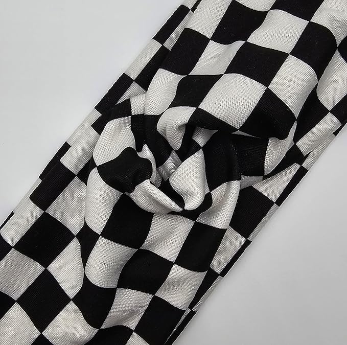 Soft Stretchy Headband, 3-in-1 Versatile Twist Style, One-Piece (Ready, Set, Race! Black and White Checkered, Child)