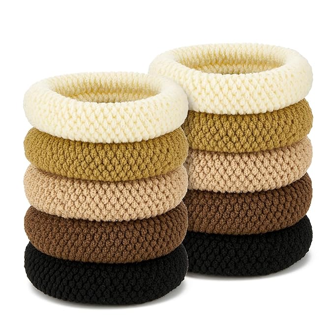 10 Pcs No Damage Hair Ties Thick Hair Elastic Rubber Bands Hair Accessories Scrunchies Seamless for Women