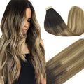 GOO GOO Tape in Hair Extensions Human Hair, 2/6/18 Balayage Brown to Dirty Blonde, 16inch 50g 20pcs, Thick Ends Straight Seamless, Invisible