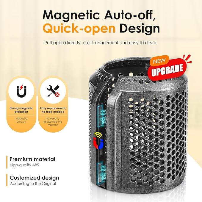 Magnetic Hair Dryer Filter Compatible with Dyson Supersonic HD01 HD03 HD08 HD15 Hair Dryer Attachment, Hair Dryer Outer Filter Spare Parts with Brush (Metallic Gray)