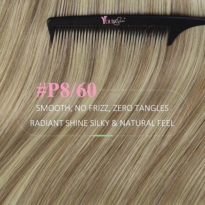 YoungSee Tape in Hair Extensions Human Hair Brown to Blonde Human Hair Extensions Tape ins Highlight Light Brown with Blonde Seamless Tape-in Extension Real Hair for Women Short Hair 12 Inch 20pcs 30g