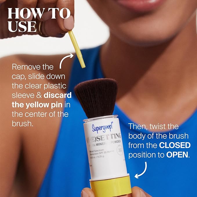 Supergoop! (Re) setting Mineral Powder, Deep - 0.15 oz - Makeup Setting Powder + Broad Spectrum SPF 35 PA+++ Sunscreen - With Ceramides, Olive Glycerides & Coated Silica Spheres