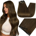 Full Shine Human Hair Extensions Clip ins Medium Brown 150 G Thick Clip in Extensions Chestnut Brown Human Hair Extensions for Thick Hair 20 Inch 7 Pcs