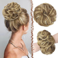 FESHFEN Messy Bun Hair Piece - Large Elastic Wavy Curly Hair Bun Scrunchies Ponytail Extensions Synthetic Chignon Hairpieces for Women, Sand 1.94oz