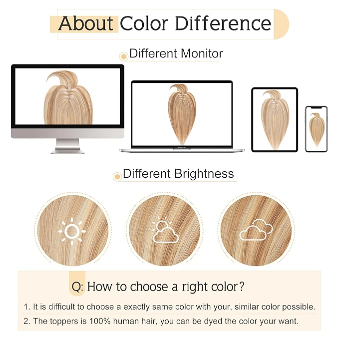 SEGO Hair Toppers for Women Real Human Hair With Bangs, 7 * 13CM Silk Base 100% Remy Human Hair Clip in Top Wiglet Hairpieces Add Volume -10 Inch Golden Brown&Bleach Blonde