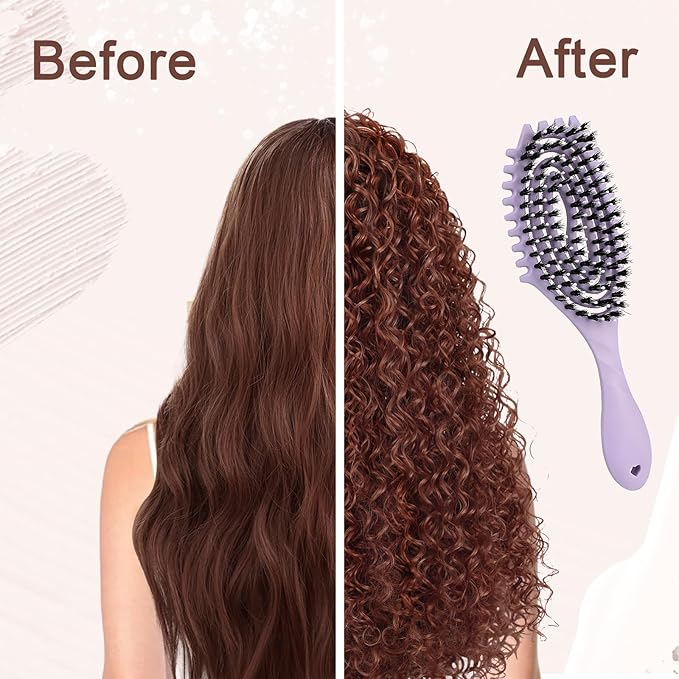 Curly Defining Brush, 1-Pack Vented Hair Brushes Blow Dry and Wet Detangling Curly Styling Hair Brush (Purple)
