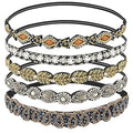 AMCAMI 5-Piece Rhinestone Beaded Hairband Set for Women - Fancy Elastic Headbands with Jeweled Crystal Beads - Handmade Hair Accessories for Women, Girls, and Ladies