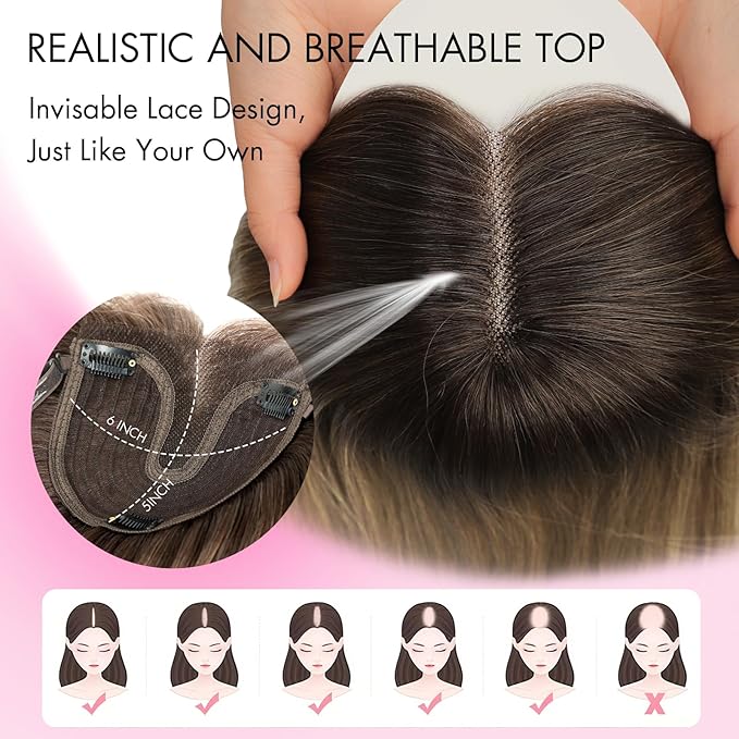 Isaic Hair Toppers for Women 24 Inch Synthetic Hair Pieces, 360° Clips In and Adjustable Bandage Layered Toppers, Toppers Hair Pieces Add Volume for Thinning Hair and Daily Use (Ombre Blonde)