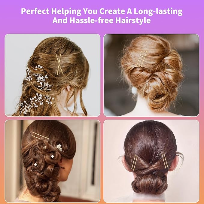 400 Ct SlideProof Bobby Pins, Metallic Blonde, High Gloss Bobby Hair Pins for Styling, Lock In Style, Comfortable, Pain-Free Hair Accessories for Women & Men, All Hair Types