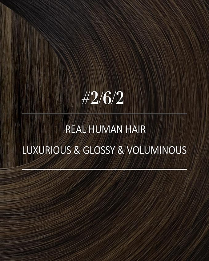 YoungSee Dark Brown Hair Extensions Clip ins Balayage Clip in Human Hair Extensions Dark Roots to Medium Brown Clip on Hair Extension for Women 14inch 120g