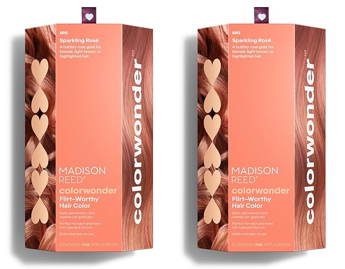 Madison Reed colorwonder Demi-Permanent Hair Color, Effortless At-Home Hair Dye, Ammonia-Free, Cruelty-Free, Sparkling Rosé (8RG Rose Gold), Pack of 2