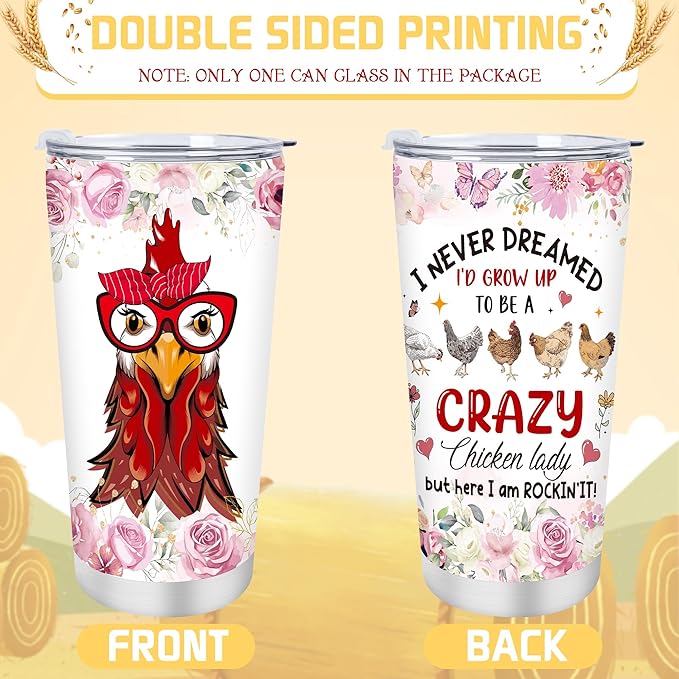 Keluna Chicken Gifts for Women - Chicken Lover Essetials Gifts for Female Friends Sister Daugher Lady Boss Coworker, Birthday Christmas Valentines Mothers Makeup Bag Socks Keychain Tumbler Cup