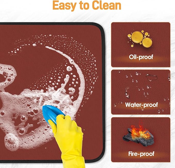 Heat Resistant Mat for Air Fryer, 15 x 18in Heat Resistant Mat for Countertop, Fireproof Silicone Countertop Protector Appliance Slider for Air Fryer, Coffee Maker, Toaster, Oven (Red)