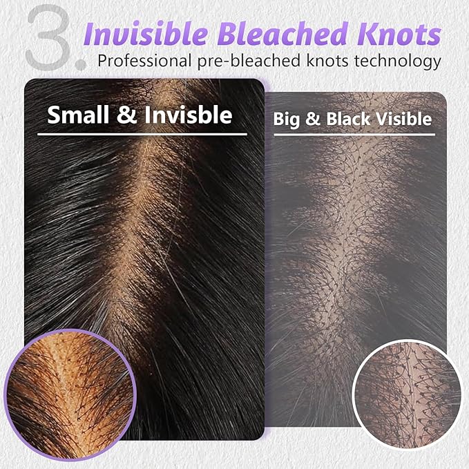 13x4 Full Frontal SKINLIKE Real HD Lace Wig, Vivid Pre-Plucked Hairline Bleached Knots 0.10mm Ultra-thin HD Lace Body Wave 200% Density Full Cuticle Aligned Remy Hair 30 Inch