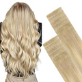 GOO GOO Invisi Edge Tape in Hair Extensions Human Hair, 18ET90A Natural Blonde Balayage, 10pcs 14inch 25g, Virgin Remy Hair, Seamless Injected Tape, Natural Look