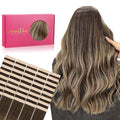 WENNALIFE Tape in Hair Extensions, 40pcs 120g 26 Inch Balayage Chocolate Brown to Honey Blonde, Human Straight Reusable Real Hair