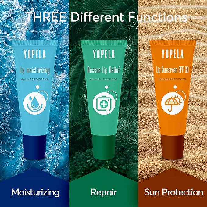Lip Sunscreen Moisturizing and Repair Package Lip Care Set- SPF 30 - Summer Long Lasting Moisturized, Smooth and Repaired Lips - 3 Flavors (Moisturizing, Repairing, and SPF)