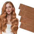 GOO GOO Invisi Edge Tape in Hair Extensions Human Hair, 330 Cinnamon Terra Copper 10pcs injected with 10pcs classical tape ins, 22inch 50g, Virgin Remy Hair, Natural Look