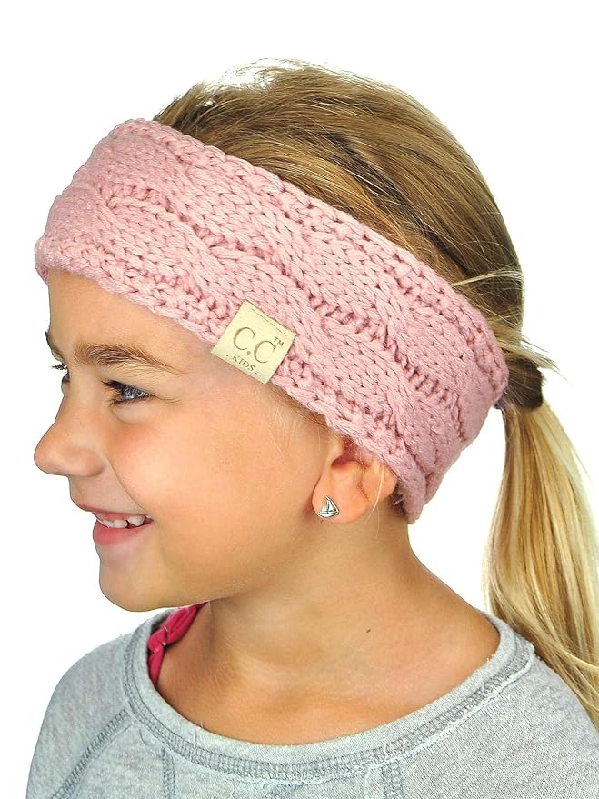C.C Children's Kids' Winter Warm Cable Knit Fuzzy Lined Ear Warmer Headband