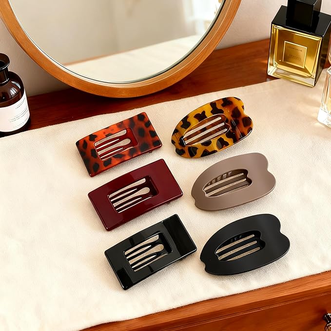 6 Pack Flat Hair Clips for Women,Large Claw Clips Strong Hold Hair Clips for for Thick & Thin Hair for Daily Styling
