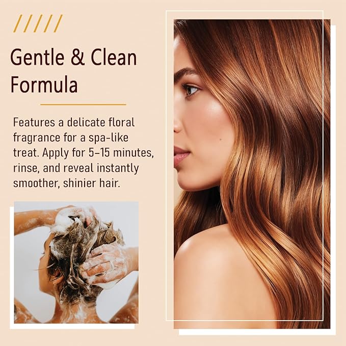 Collagen Hair Treatment for Deep Conditioning, Hair Mask for Dry Damaged Hair, Keratin Hair Treatment with Moroccan Argan Oil, Avocado Oil, Calendula & Gentian Extract, Nourishing Repair (1pc)