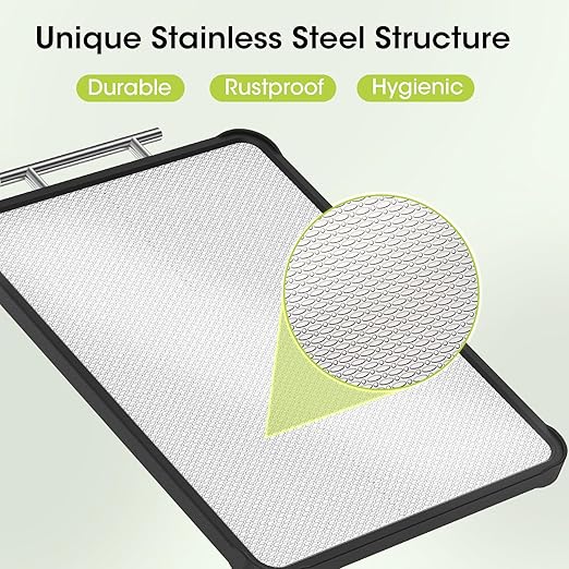 Dishwasher Safe 316 Stainless Steel Cutting Board for kitchen, Double-Sided Pure 316/Wheat Straw PP, Scratch-Resistant Chopping Board with Juice Groove&Grinding Area, Easy to Clean Large Size 16"*11"