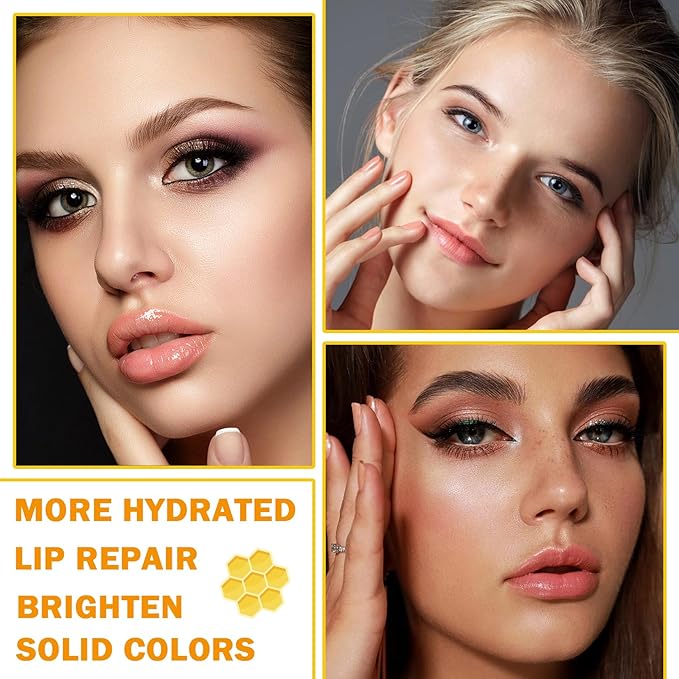 Lip Balm Honey Pot,Moisturizing Lip Balm Reduces Lip Lines,Propolis Honey Pot Lip Balm Hydrating Prevention Dry and Cracked Lip Scrubs Exfoliator,Exfoliating Lip Sleeping Mask with Brush