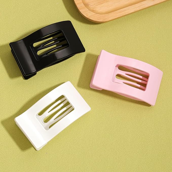 3-Pack Large Flat Hair Clips for Women, Lay Flat Claw Clips for Thick Thin Hair, Strong Hold Non-Slip Duckbill Hair Claws for Everyday, Updos, and Special Occasions (A-Mix Colors)