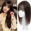 Hair Toppers for Women Real Human Hair, 360°3D Topper for Women with Thinning Crown Wispy Clip in Bangs Breathable Hand Tied Craft Big Coverage Hairpieces(Mocha（Big Coverage）, 16 Inch-3D-Wispy)