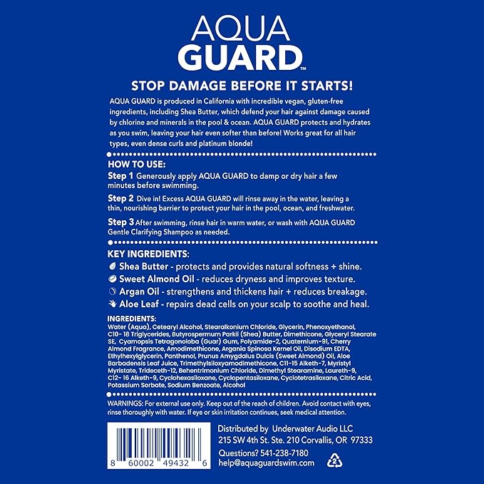 AQUA GUARD Pre-Swim Hair Defense | No More Swim Hair | Prevents Chlorine Damage + Softens Hair While Swimming | Made in California | Color Safe, Leaves Hair Smelling Great | 5.3 oz (2 Pack)