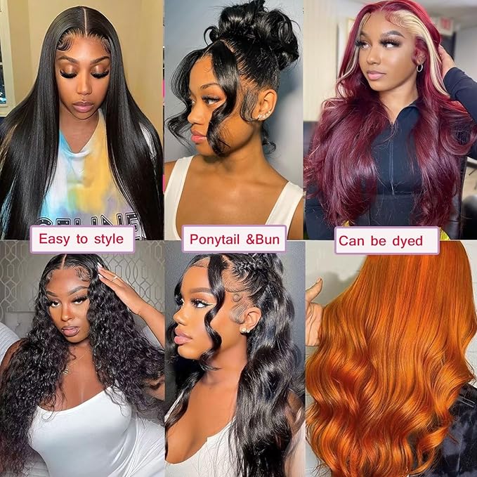 Lemoda Body Wave 13x6 Full Lace Frontal Virgin Human Hair Wigs 210% Density Body Wave 28Inch 15A 13x6 HD Transparent Lace Front Wig Pre-Bleached Knots Invisible Lace Tiny Knots